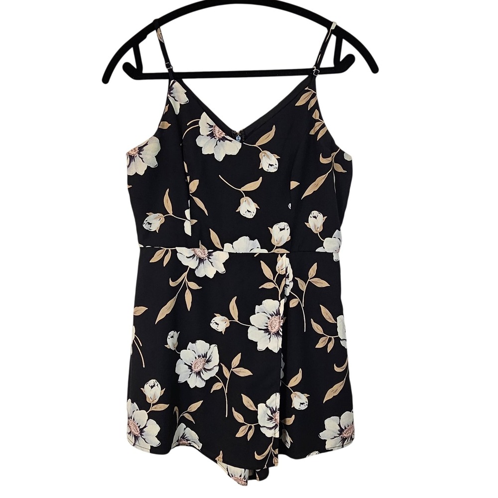 Lulus Magical Meadow Black Floral Romper S Small Cottagecore Boho Summer Date